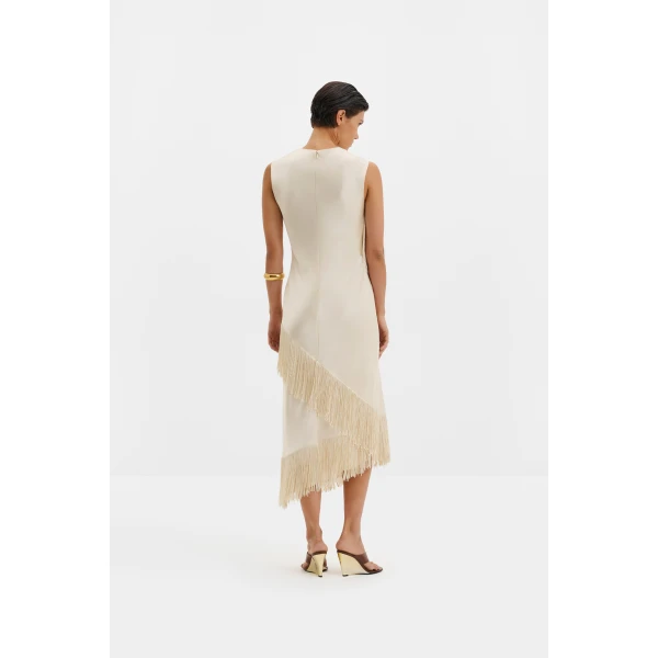 By Malina Lovis Midi Dress in Pearl | Midi Dresses | Coveti
