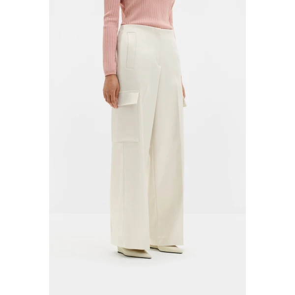 By Malina Madilyn Trousers in Pearl | Wide leg pants | Coveti