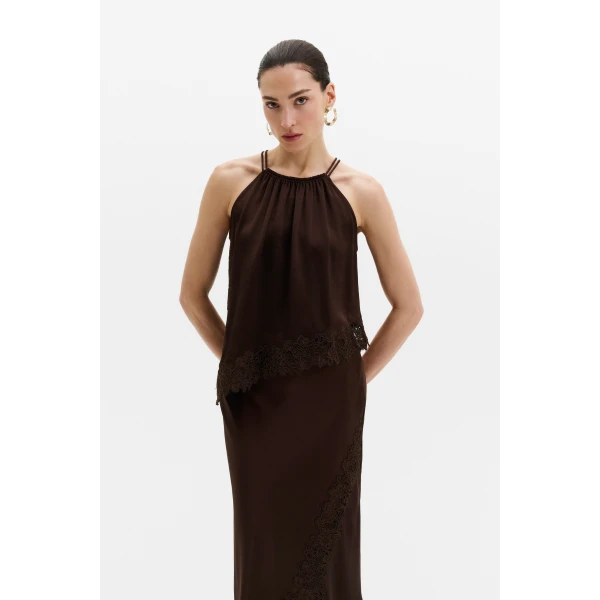 By Malina Madina Top in Dark Brown | Tops | Coveti