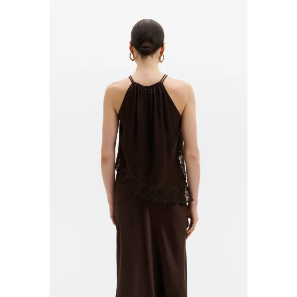 By Malina Madina Top in Dark Brown | Tops | Coveti