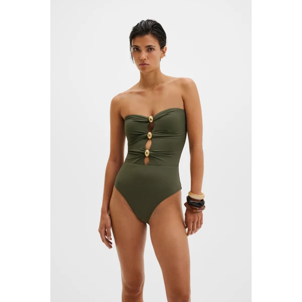 By Malina Milea Swimsuit in Dusty Olive | Swimsuits | Coveti