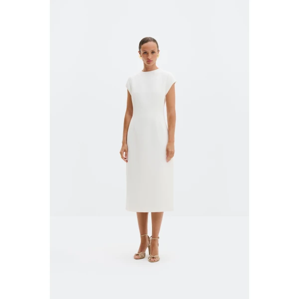 By Malina Milena Midi Dress in Cream | Wedding Dresses | Coveti