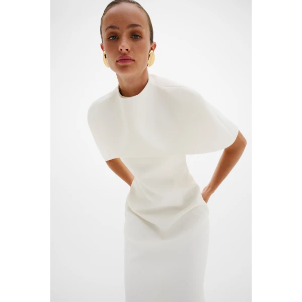 By Malina Milena Midi Dress in Cream | Wedding Dresses | Coveti