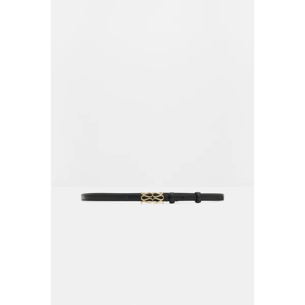 By Malina Mini Monogram Belt in Black | Belts | Coveti