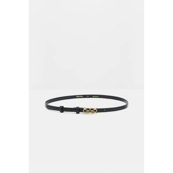 By Malina Mini Monogram Belt in Black | Belts | Coveti