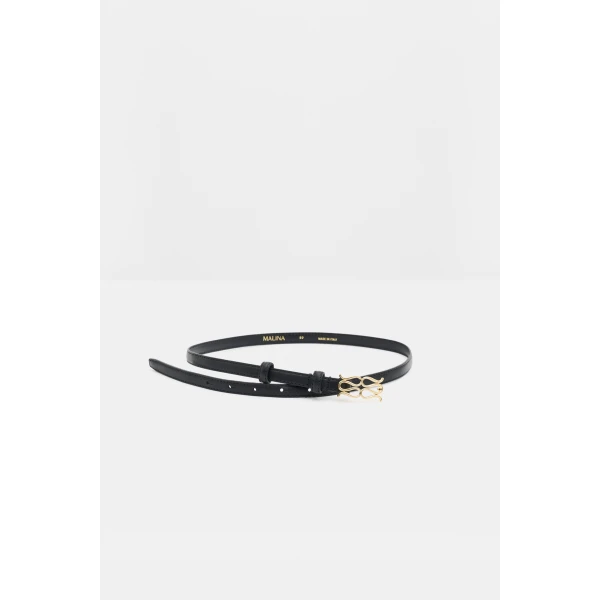By Malina Mini Monogram Belt in Black | Belts | Coveti