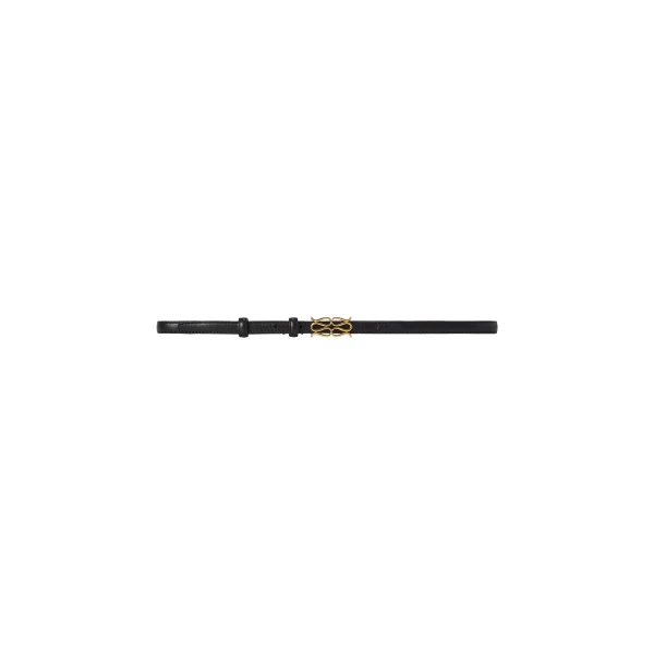 By Malina Mini Monogram Belt in Black | Belts | Coveti