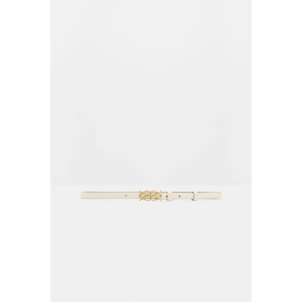 By Malina Mini Monogram Belt in Vanilla | Belts | Coveti