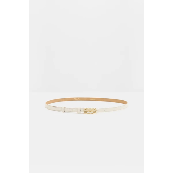 By Malina Mini Monogram Belt in Vanilla | Belts | Coveti