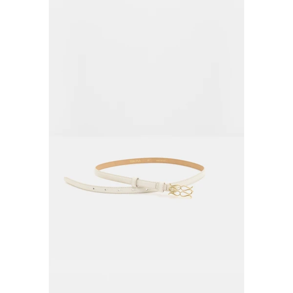 By Malina Mini Monogram Belt in Vanilla | Belts | Coveti