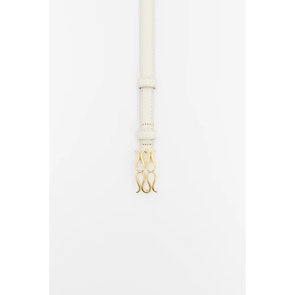 By Malina Mini Monogram Belt in Vanilla | Belts | Coveti