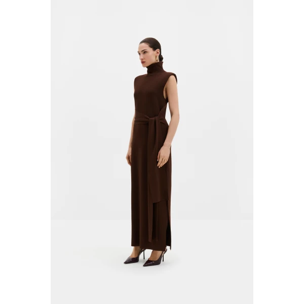 By Malina Minna Maxi Dress in Dark Brown | Maxi Dresses | Coveti