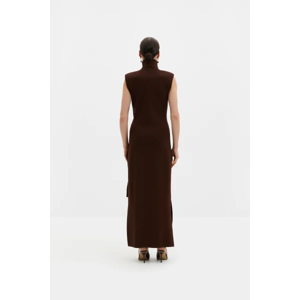 By Malina Minna Maxi Dress in Dark Brown | Maxi Dresses | Coveti