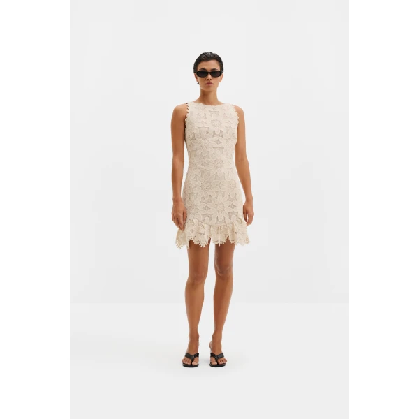 By Malina Miranda Mini Dress in Sand | Mini Dresses | Coveti