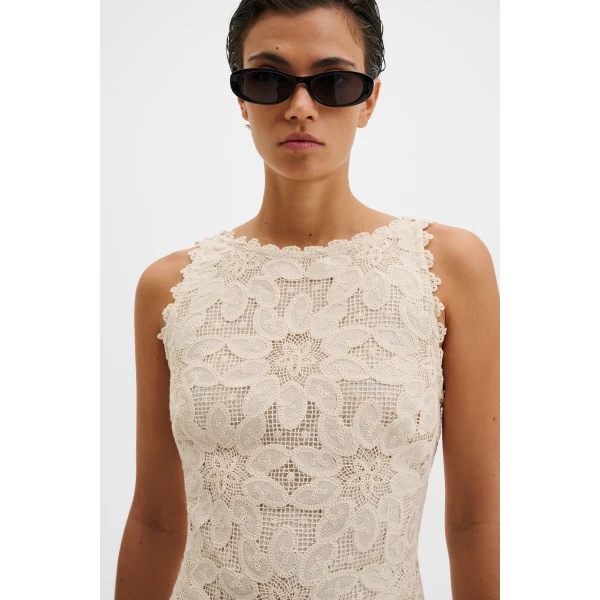 By Malina Miranda Mini Dress in Sand | Mini Dresses | Coveti
