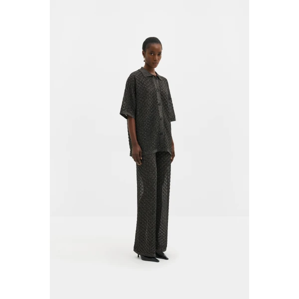 By Malina Moa Oversized Shirt in Black Metallic | Shirts | Coveti