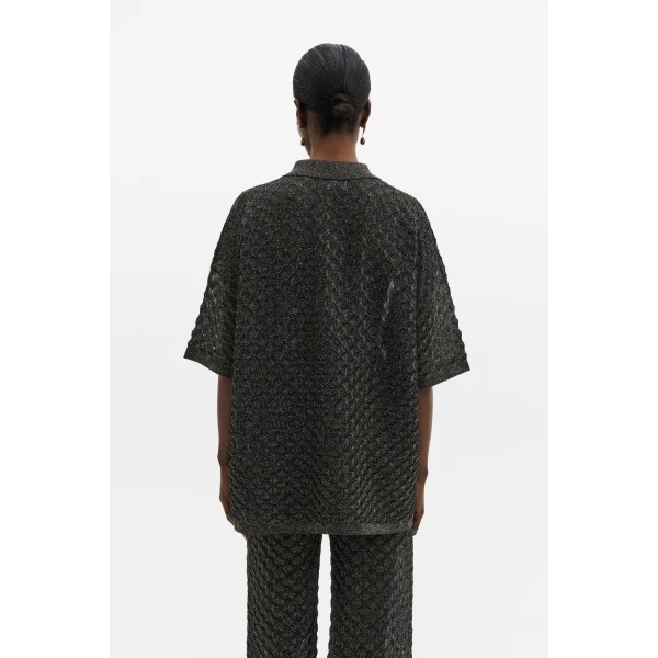 By Malina Moa Oversized Shirt in Black Metallic | Shirts | Coveti