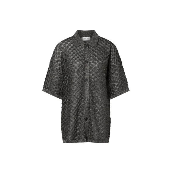 Moa Oversized Shirt in Black Metallic