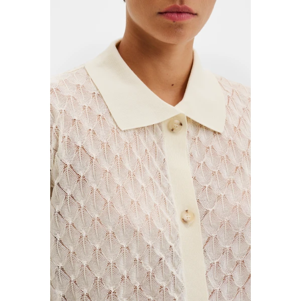 By Malina Moa Oversized Shirt in Cream | Knitwear | Coveti