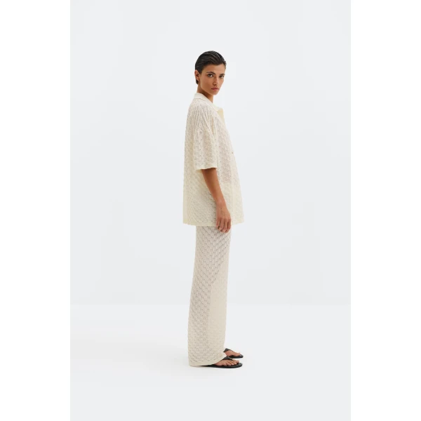 By Malina Moa Oversized Shirt in Cream | Knitwear | Coveti
