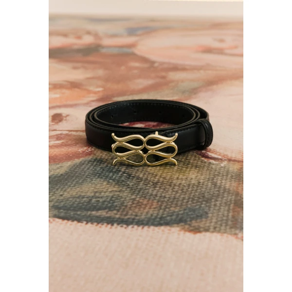 By Malina Monogram Belt in Black | Belts | Coveti
