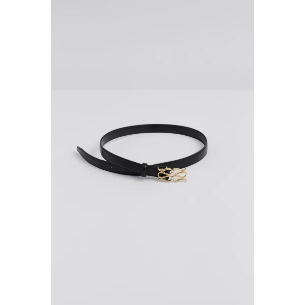 By Malina Monogram Belt in Black | Belts | Coveti