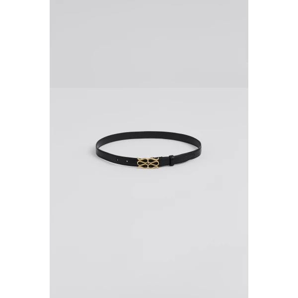 By Malina Monogram Belt in Black | Belts | Coveti