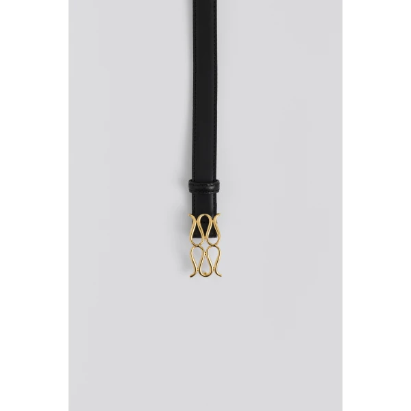 By Malina Monogram Belt in Black | Belts | Coveti