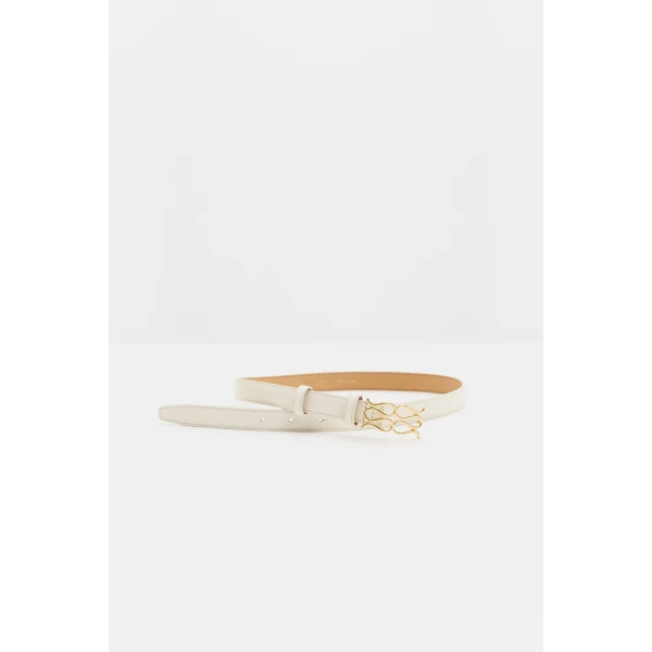 By Malina Monogram Belt in Vanilla | Belts | Coveti