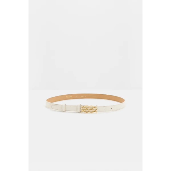 By Malina Monogram Belt in Vanilla | Belts | Coveti