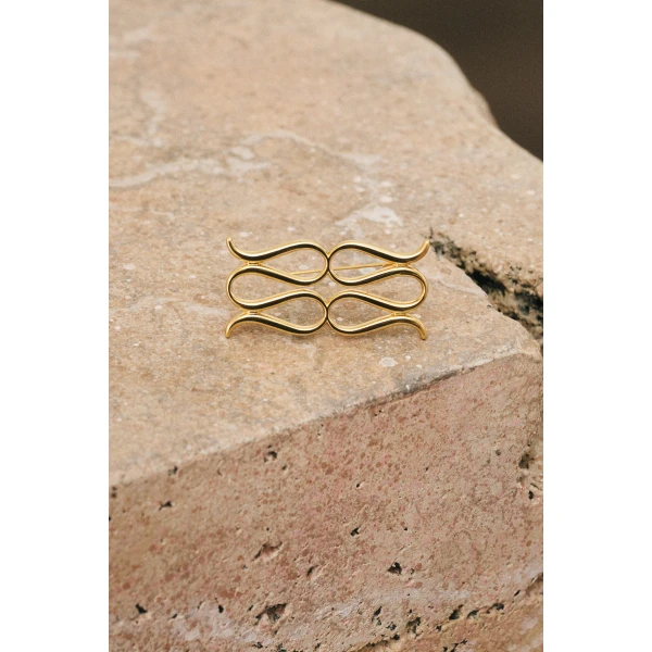 By Malina Monogram Brooch in Gold Metallic | Brooches & Pins | Coveti