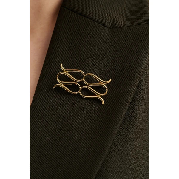 By Malina Monogram Brooch in Gold Metallic | Brooches & Pins | Coveti