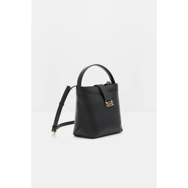 By Malina Monogram Bucket Bag in Black | Bucket Bags | Coveti