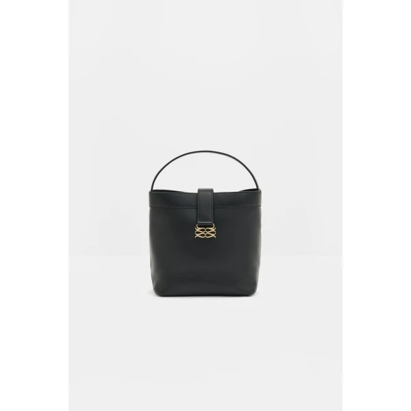 By Malina Monogram Bucket Bag in Black | Bucket Bags | Coveti