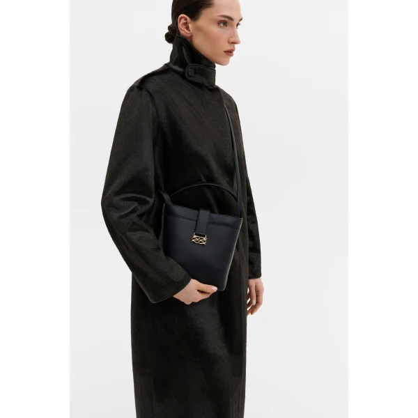 By Malina Monogram Bucket Bag in Black | Bucket Bags | Coveti