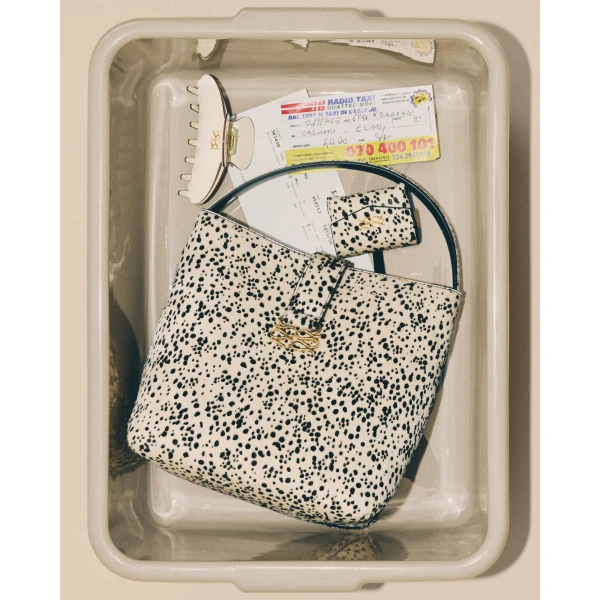 By Malina Monogram Bucket Bag in Shaded Dot | Bucket Bags | Coveti