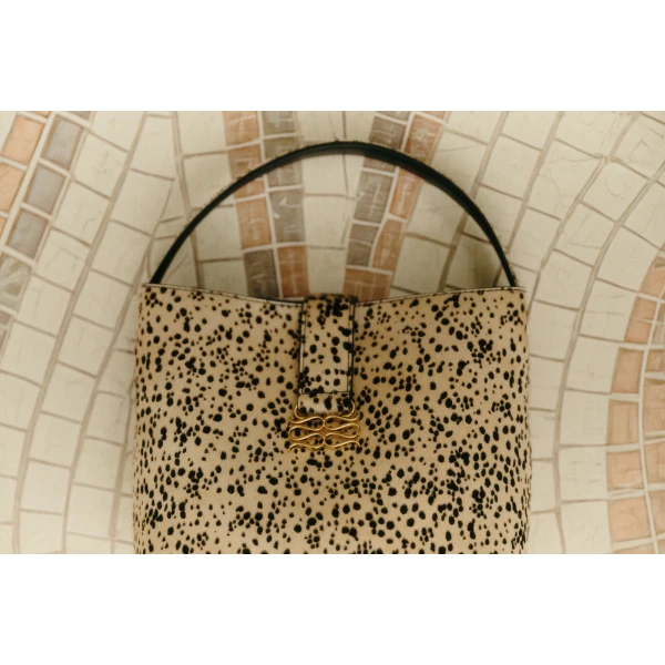 By Malina Monogram Bucket Bag in Shaded Dot | Bucket Bags | Coveti