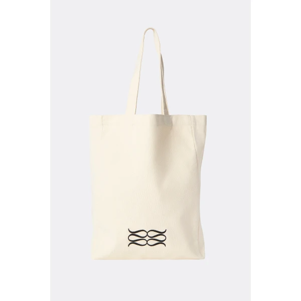 By Malina Monogram Canvas Bag in Cream | Totes & Top-Handle Bags | Coveti