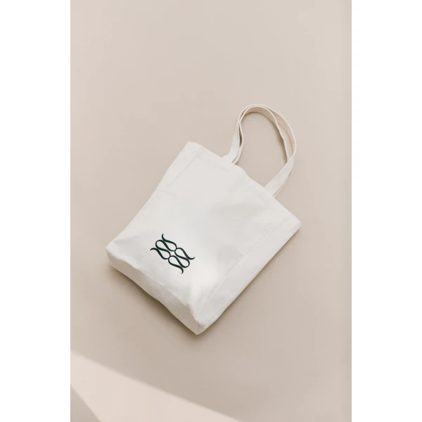 By Malina Monogram Canvas Bag in Cream | Totes & Top-Handle Bags | Coveti