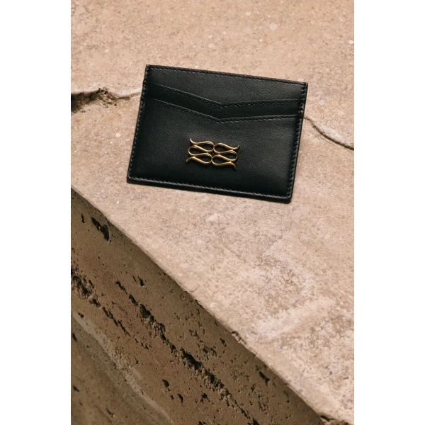 By Malina Monogram Card Holder in Black | Wallets & Purses | Coveti