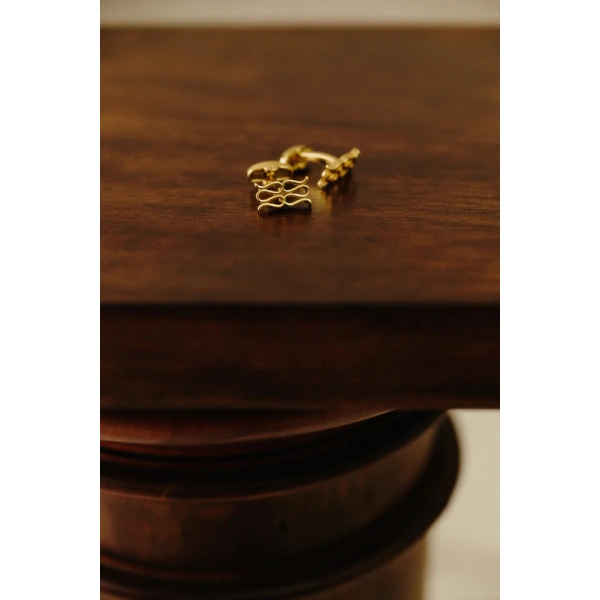 By Malina Monogram Cufflink in Gold Metallic | Jewelry | Coveti
