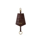 By Malina Monogram Key Chain in Dark Brown Croco | Key Chain | Coveti