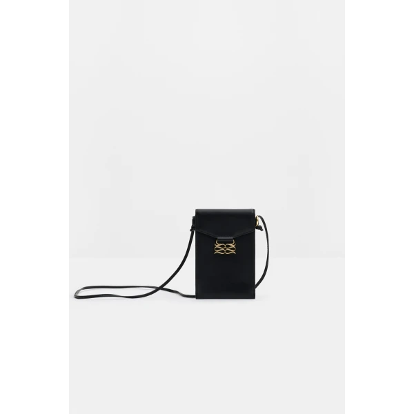 By Malina Monogram Phone Pouch in Black | Phone Cases | Coveti