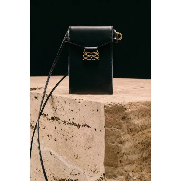 By Malina Monogram Phone Pouch in Black | Phone Cases | Coveti