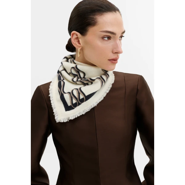 By Malina Monogram Scarf in Monogram Cream | Scarves | Coveti