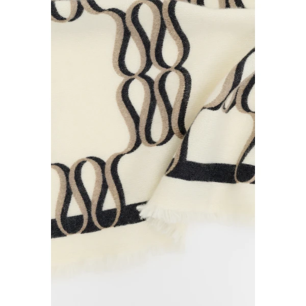 By Malina Monogram Scarf in Monogram Cream | Scarves | Coveti