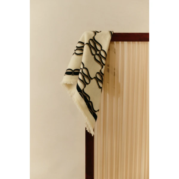 By Malina Monogram Scarf in Monogram Cream | Scarves | Coveti
