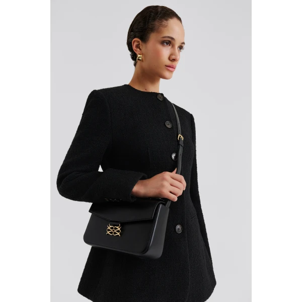 By Malina Monogram Shoulder Bag in Black | Shoulder & Crossbody Bags | Coveti