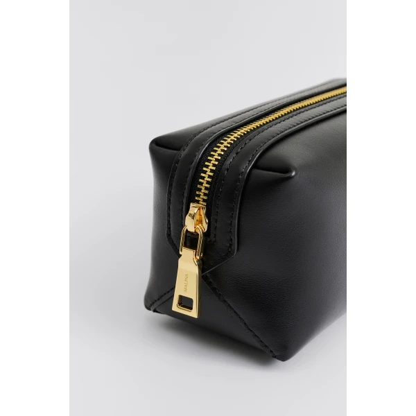 By Malina Monogram Toiletry Bag in Black | Clutch Bags | Coveti
