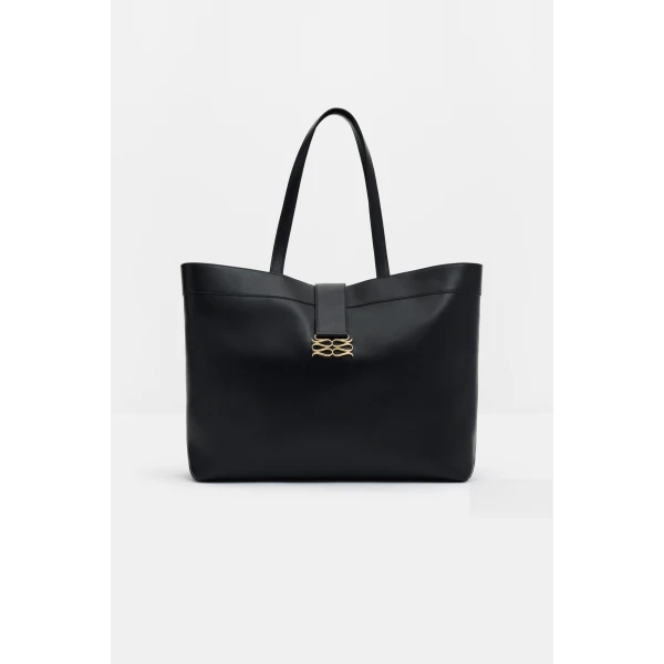 By Malina Monogram Tote Bag in Black | Totes & Top-Handle Bags | Coveti